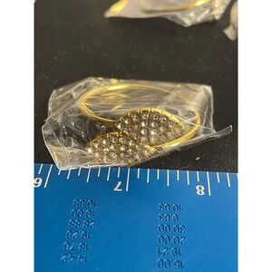 Gejoy 12 Pcs Gold Napkin Rings Rhinestone Leaves Style Table Decor NEW